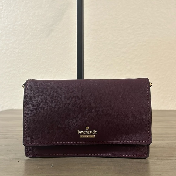 kate spade Handbags - Kate Spade Burgundy Leather Clutch Crossbody Bag
